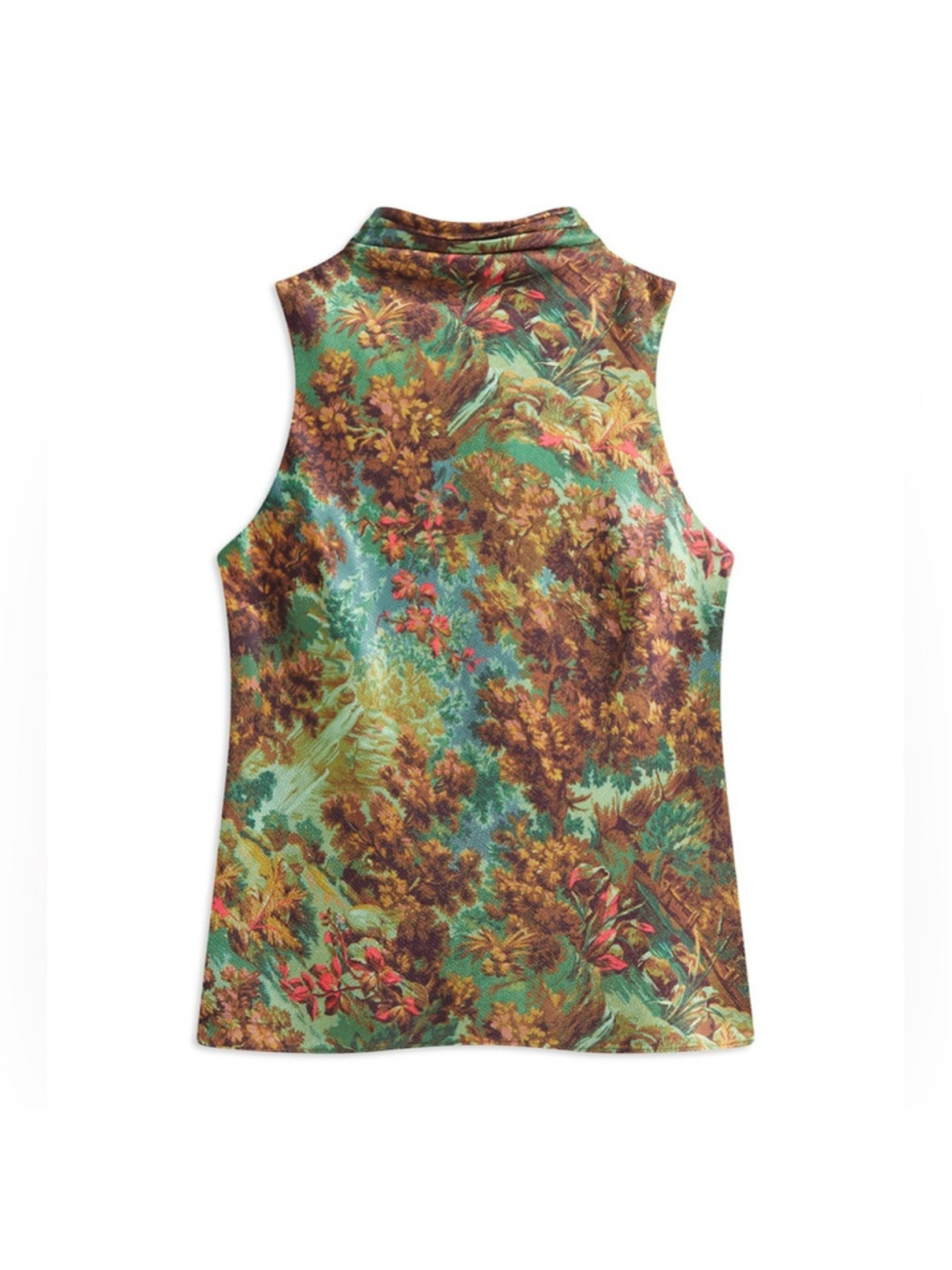 Ted Baker London Kalina Print Canna Cowl Neck Tie Back Top Green TB 2, US 6